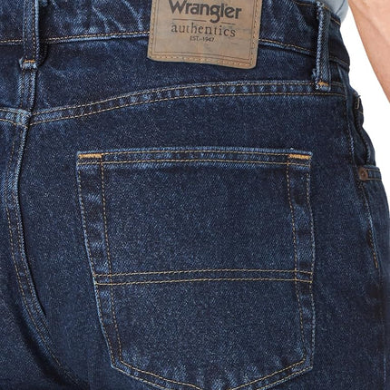 Wrangler Authentics Men's Classic Relaxed Fit Five Pocket Jean Short Denim, Dark Rinse, 30