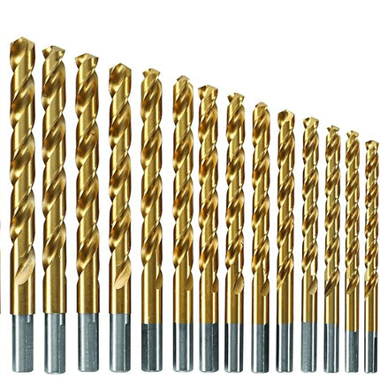 BOSCH TI29 29-Piece Assorted Set Titanium Nitride Coated Metal Drill Bits with Included Case with Three-Flat Shank for Applications in Heavy-Gauge Carbon Steels, Light Gauge Metal, Hardwood
