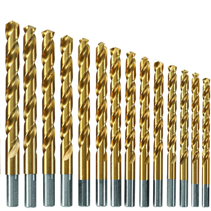 BOSCH TI29 29-Piece Assorted Set Titanium Nitride Coated Metal Drill Bits with Included Case with Three-Flat Shank for Applications in Heavy-Gauge Carbon Steels, Light Gauge Metal, Hardwood