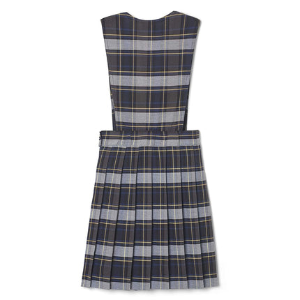 French Toast Girls' V-Neck Jumper, Blue & Gold Plaid, 6