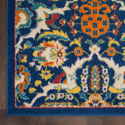 Nourison Allur Contemporary Navy Multicolor 5'3" x 7'3" Area Rug, Easy Clean, Non Shedding, Bed Room, Living Room, Dining Room, Kitchen (5x7)