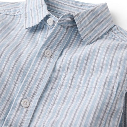 The Children's Place Boys Long Sleeve Oxford Button Down Shirt, Pearl Blue, Large