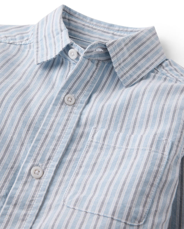 The Children's Place Boys Long Sleeve Oxford Button Down Shirt, Pearl Blue, Small