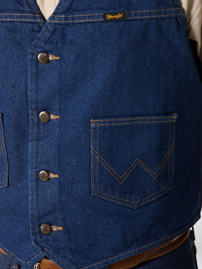 Wrangler Chaleco de mezclilla sin forro para hombre, de mezclilla, XXL