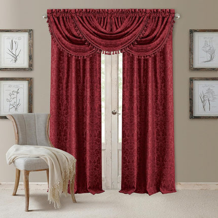 Elrene Home Fashions 20860ELR Antonia Blackout Rod Pocket/Back Tab Window Curtain Panel,Rouge,52" X 84