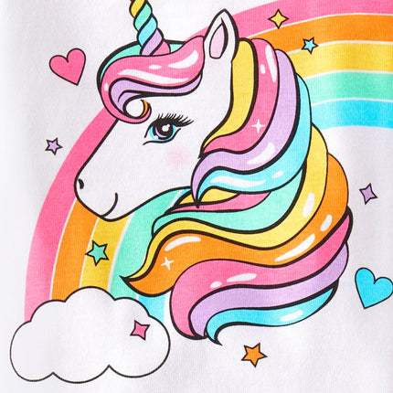 The Children's Place Baby Girls' 2 Piece Pajama Set Short Sleeve Top and Shorts and Shorts Set, Rainbow Pink Unicorn, 0-3 Months
