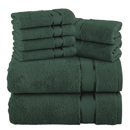 Elegant Comfort Premium Cotton 8-Piece Towel Set, Includes 4 Washcloths, 2 Hand Towels and 2 Bath Towels, 100% Turkish Cotton - Highly Absorbent and Super Soft Towels for Bathroom, Hunter Green