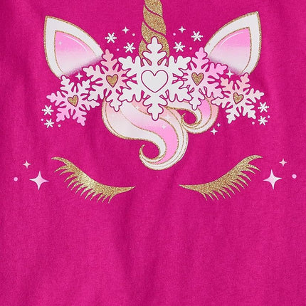 The Children's Place Girls' Unicorn Long Sleeve Graphic T-Shirts, Unicorn Snowflakes, X-Large