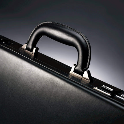 Samsonite Bonded Leather Attache 15.6, Negra, 18", Atache de cuero regenerado