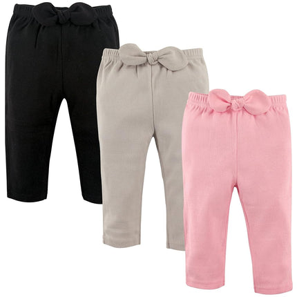 Pantalon bébé Hudson Baby en coton, paquet de 3, rose, noir/gris, 5T