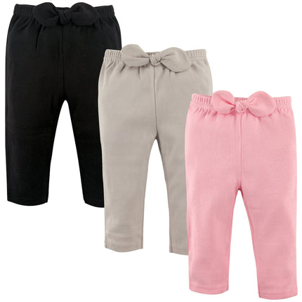 Hudson Baby Baby Cotton Pants, 3 Pack, Pink, Black