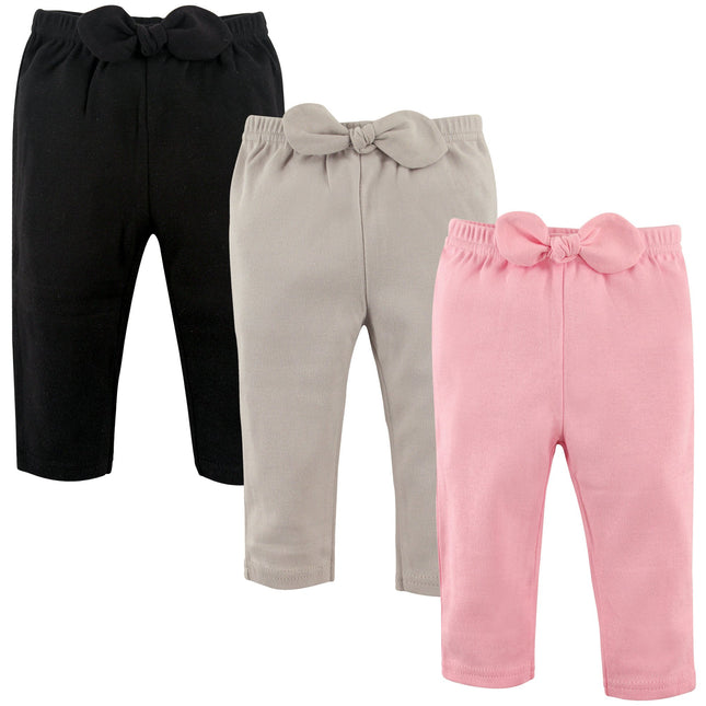Hudson Baby Baby Cotton Pants, 3 Pack, Pink, Black
