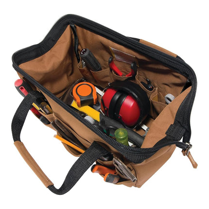Carhartt Onsite Tool Bag, Durable Water-Resistant, Tool Storage Bag, Heavyweight, 14-Inch 26 Pocket, Carhartt Brown
