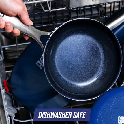 Blue Diamond Cookware Diamond Infused Ceramic Nonstick 12" Frying Pan Skillet PFAS-Free Dishwasher Safe Oven Safe Blue