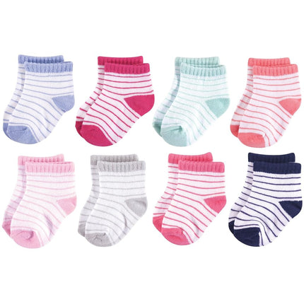 Hudson Baby Calcetines de Felpa y Algodón para Recién Nacido Unisex, Rayas Niña, 0-6 Meses