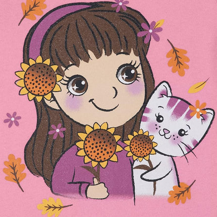The Children's Place Camiseta gráfica de manga corta para niñas, paquete de 2, Perro niña/Gato niña, 18-24 meses