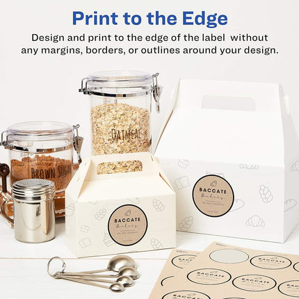 Etiquetas Redondas Imprimibles Avery, 2.5" de Diámetro, Marrón Kraft, 1,125 Etiquetas Personalizables (22808)