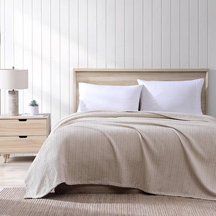 Tommy Bahama |Viscose Woven Cotton Blanket (Twin, Natural), 224155