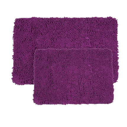 Bedford Home 2-Piece Memory Foam Shag Bath Mat-Purple