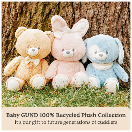 GUND Baby Sustainable Plush Puppy Recycled Materials Soft Toy for Babies and Newborns, Blue/Cream, 33 cm