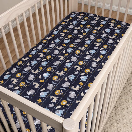 Sammy & Lou Zambia 2-Pack Microfiber Fitted Crib Sheet Set, Fits Standard Crib Mattress 28 in x 52 in; Fully Elasticized,