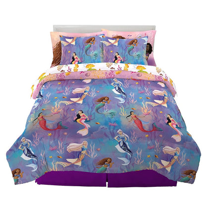 Franco Disney Princess Ariel La petite sirène Film d'action en direct Parure de lit super douce pour enfant avec housse de couette et drap, complète, (Produit sous licence 100 % officielle)
