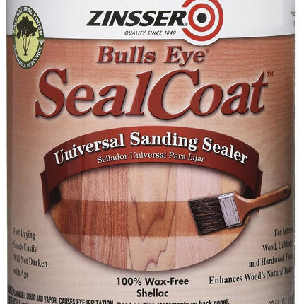 Rust-Oleum Zinsser Bulls Eye SealCoat Universal Sanding Sealer, 946 ml | Clear, Fast-Drying, Non-Yellowing Wood Sealer