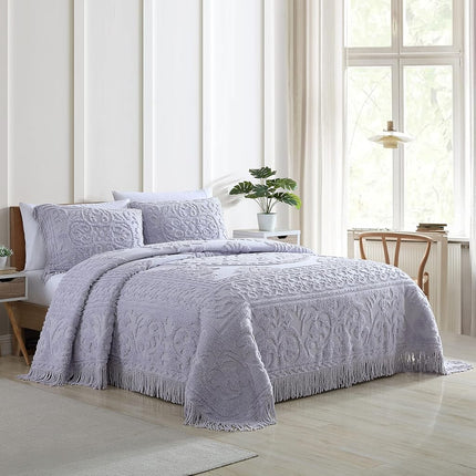 Beatrice Home Fashions Bedspread, Chenille, Lavender, King