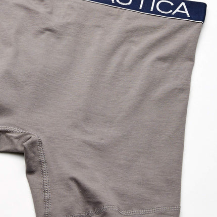 Nautica Mens 3-Pack Classic Underwear Cotton Stretch Boxer Brief, Nautica Red/Platinum Grey/Sail Print Peacoat, X-Large