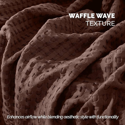 Elegant Comfort Premium 100% Cotton Waffle Blanket - Lightweight Breathable Waffle Weave Bed Blanket - Soft and Warm All Season Blanket for Couch, Sofa and Bed, Twin Size 68x88 Inches, Brown