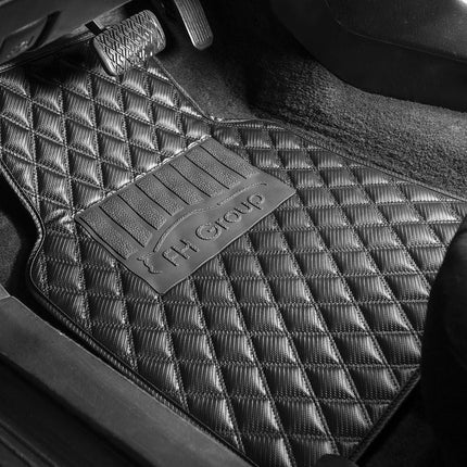 FH Group Universal Fit all season protection Heavy Duty Faux Leather Carbon Fiber Automotive Floor Mats fits most Cars, SUVs, and Trucks (High Tech 3-D Anti-Skid/Slip Backing) Black