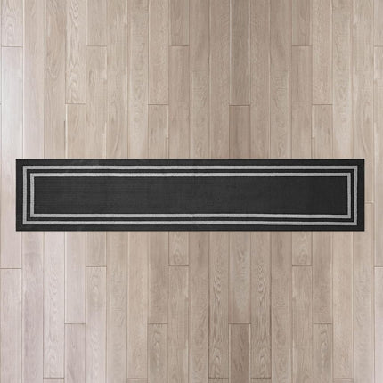 Nautica – Runner Rug | Indoor Runners for Hallways and Entry Rugs| Non-Slip and Non-Skid Entry and Kitchen Door Mat| Machine Washable Entryway Carpet Rugs | 2'6" x 12' | Double Border Black