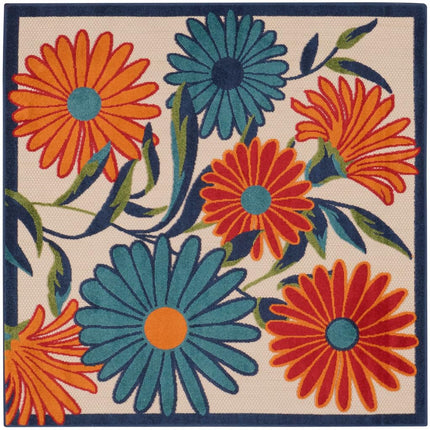 Tapis Nourison Multicolor 1,5 x 1,5 m, facile à nettoyer, ne perd pas ses poils, pour chambre, salon, salle à manger, cuisine (1,5 x 1,5 m)