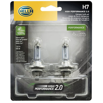 HELLA H7 2.0TB High Performance Bulb, 12V, 55W, 2 Pack
