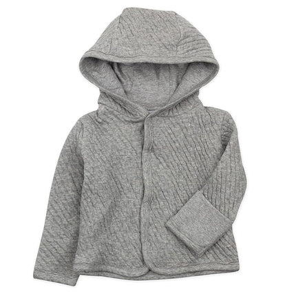 HonestBaby Front Hooded Jackets, Side-snap Top, Hoodies in Cozy 100% Organic Cotton Infant Baby Boys, Girls, Unisex, Gray Heather, 0-3 Months