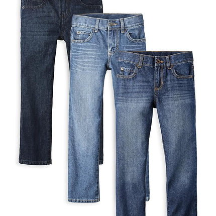 The Children's Place Jeans droits basiques pour garçons, lot de 3, carbone/denim foncé/bleu foncé, 7