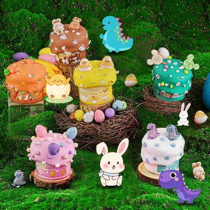 LAWOHO 6 Easter Slime Kit - Butter Slime for Children with Easter Eggs & Easter Slime Add-ins, Fluffy Slime Kits for Girls and Boys, 360 ml Easter Slime Making Kit, Easter Slime Party Favours for
