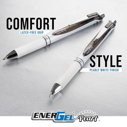 Pentel EnerGel Pearl Retractable Liquid Gel Pen, (0.7mm), Medium Line, Assorted Ink, Pack of 8 (BL77WBPS8M)