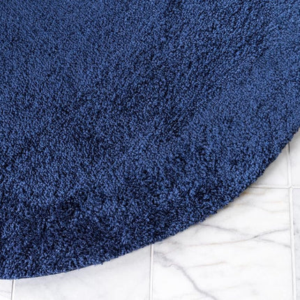 Unique Loom Solo Collection Solid Plush Kids Navy Blue Round Rug (3' 3 x 3' 3)