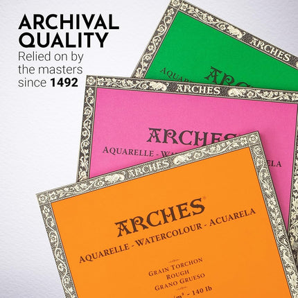 Arches Cold Pressed 300 GSM Watercolour Paper Block, Natural White, 31 x 31 cm (20 Sheets)