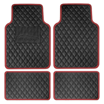 FH Group F12003BURGUNDY Universal Fit Diamond Pattern Faux Leather Beige Automotive Floor Mats fits most Cars, SUVs, and Trucks