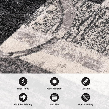 Rugshop Contemporary Circle Design Runner Rug, Non-Shedding Carpet for Hallway, Kitchen, or Entryway, Cream, 2' x 7'2"