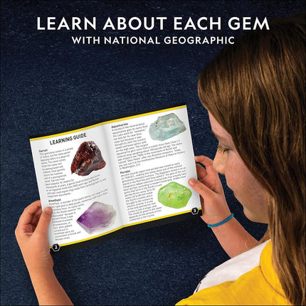 NATIONAL GEOGRAPHIC Semi-Precious Gemstone Dig Kit – Gem Digging Kit for Kids with 15 Semi-Precious Gemstones, Including Amethyst, Garnet, Opal, Blue Topaz, & More, Science Kit (Amazon Exclusive)