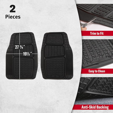 Armor All® 2-Piece Durasport Black Rubber Deep Tray Floor Mats - Heavy Duty, All-Weather Protection, Easy to Clean, Non-Slip Design for Ultimate Car Interior Safety and Style (80020ADC)