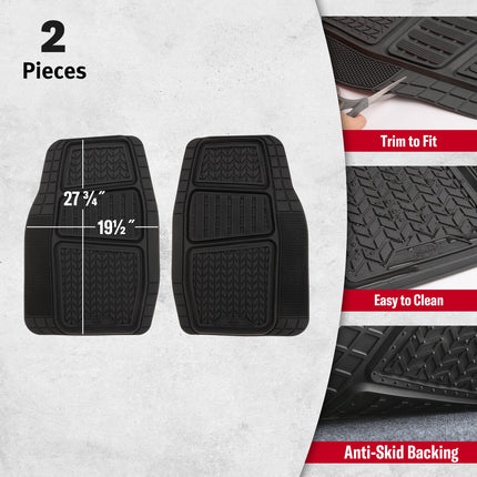 Armor All® 2-Piece Durasport Black Rubber Deep Tray Floor Mats - Heavy Duty, All-Weather Protection, Easy to Clean, Non-Slip Design for Ultimate Car Interior Safety and Style (80020ADC)