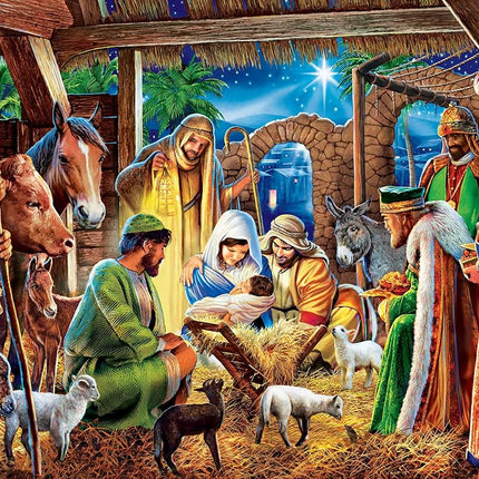 MasterPieces Holiday EZ Grip Extra Large Jigsaw Puzzle, Away in a Manger, Featuring Art by Steve Crisp, 300 Pieces