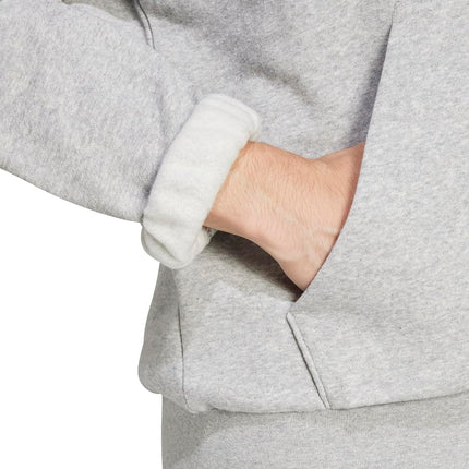 adidas Men's Essentials Feel Cozy Fleece Hoodie Hoodie Medium Grey Mottled/Black, X-Small, Medium grey mottled/black, XS