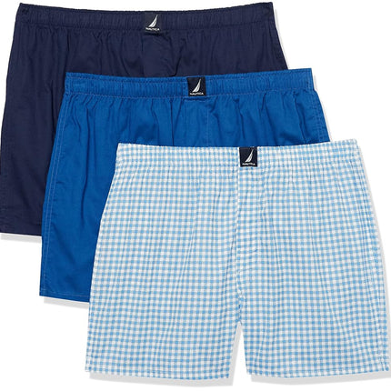 Nautica Men's Cotton Woven 3-Pack Boxers Shorts, P