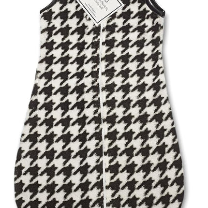SwaddleDesigns Microfleece Sleeping Sack with 2-Way Zipper, Puppytooth, Black, 0-6MO