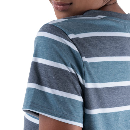 Fruit of the Loom Womens Short Sleeve Tee and Short 2 Piece Sleep Set, Blue Stripe, L
